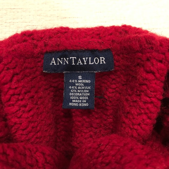 Ann Taylor Snow Flake Turtle Neck Sweater, Red, Size S - Picture 3 of 3